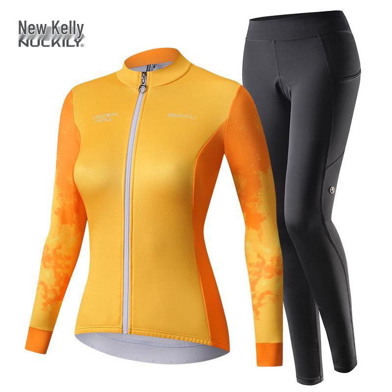 Women's Long Sleeve Fleece Cycling Suit - Autumn/Winter Mountain Bike Outfit