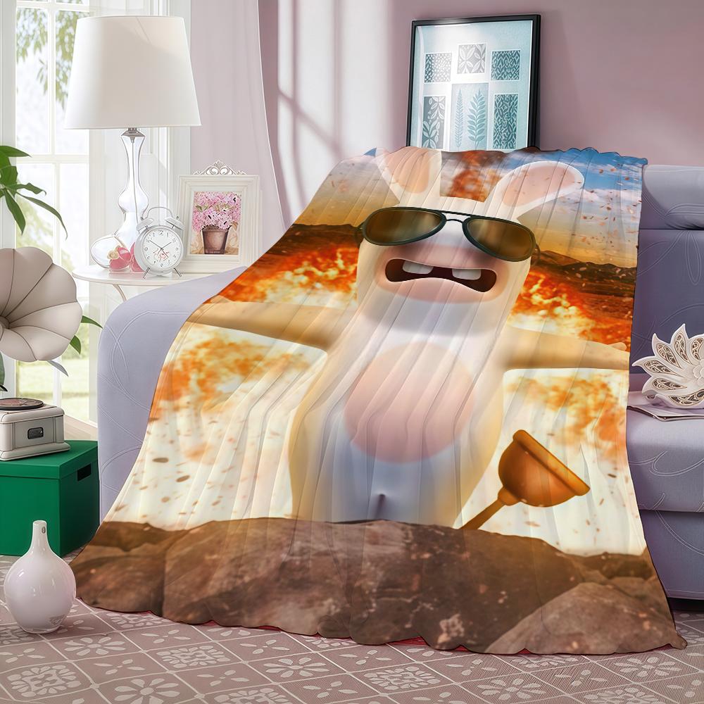 Cartoon R Raving Cute R Rabbids Blanket For Sofa Office Bed Plane Travel Sleep Read Relax Camping Soft And Warm