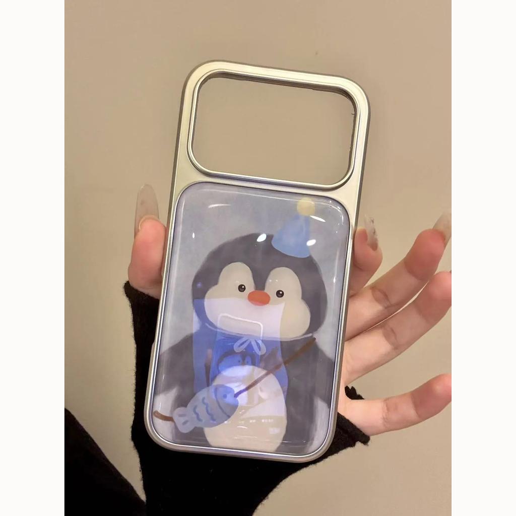 Cute Fish Satchel Penguin for Apple 17Promax Mobile Phone Case IP16 Epoxy Water Condensation 15 Cartoon 14 Women