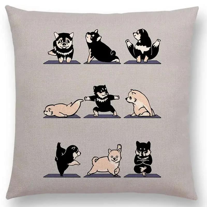 Mais Novos Animais Yoga Estampas de Desenho Animado Engraçadas Capa de Almofada Alpaca Coelho Dachshund Bull Terrier Hipopótamo Cães Panda Capa de Almofada para Sofá