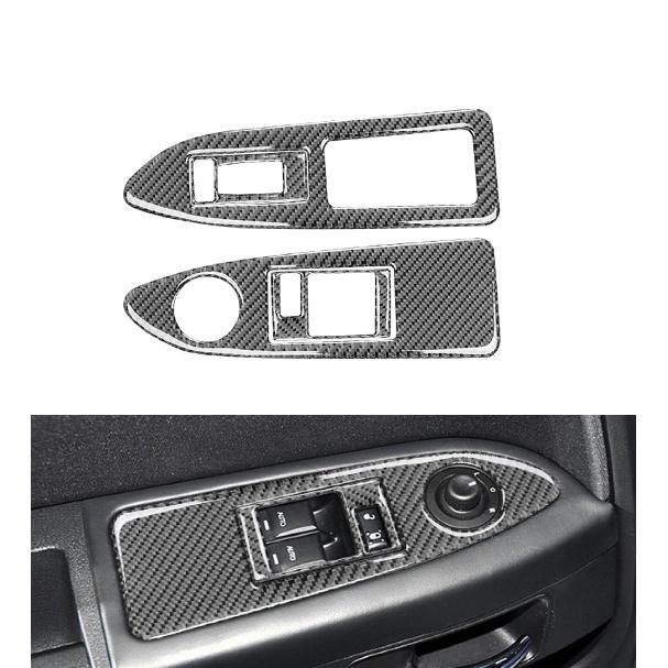 Auto Fensterheber Schalter Panel Trim Decals Aufkleber für Dodge Challenger 2008 2009 2010 2011 2012 2013 2014 Carbon Faser