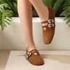 FOREADA Women Mary Janes Square Toe Flats Buckle Concise Glove Shoes Ladies Fashion Casual Shoes Spring Autumn Black Brown 46