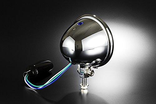 Bike Parts Center Universal Plated Bates Light Assembly H4 Bulb 4.5 inch 313107