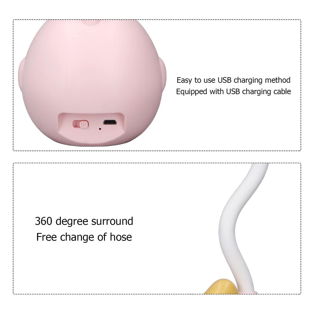Cute LED Desk Lamp for Student 360 Degree Adjustment USB Charging Soft Light Table Lamp Night Lamp for Home Dorm