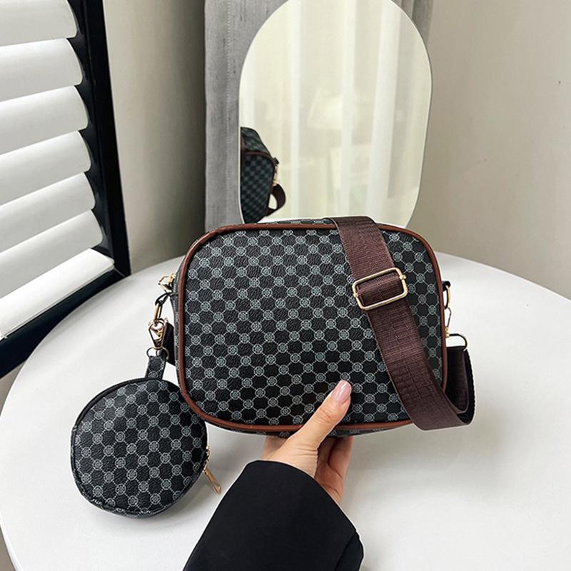 Vintage Trend Quadratische Umhängetasche mit kleinem Beutelmuster PU-Leder Damen Schultertasche