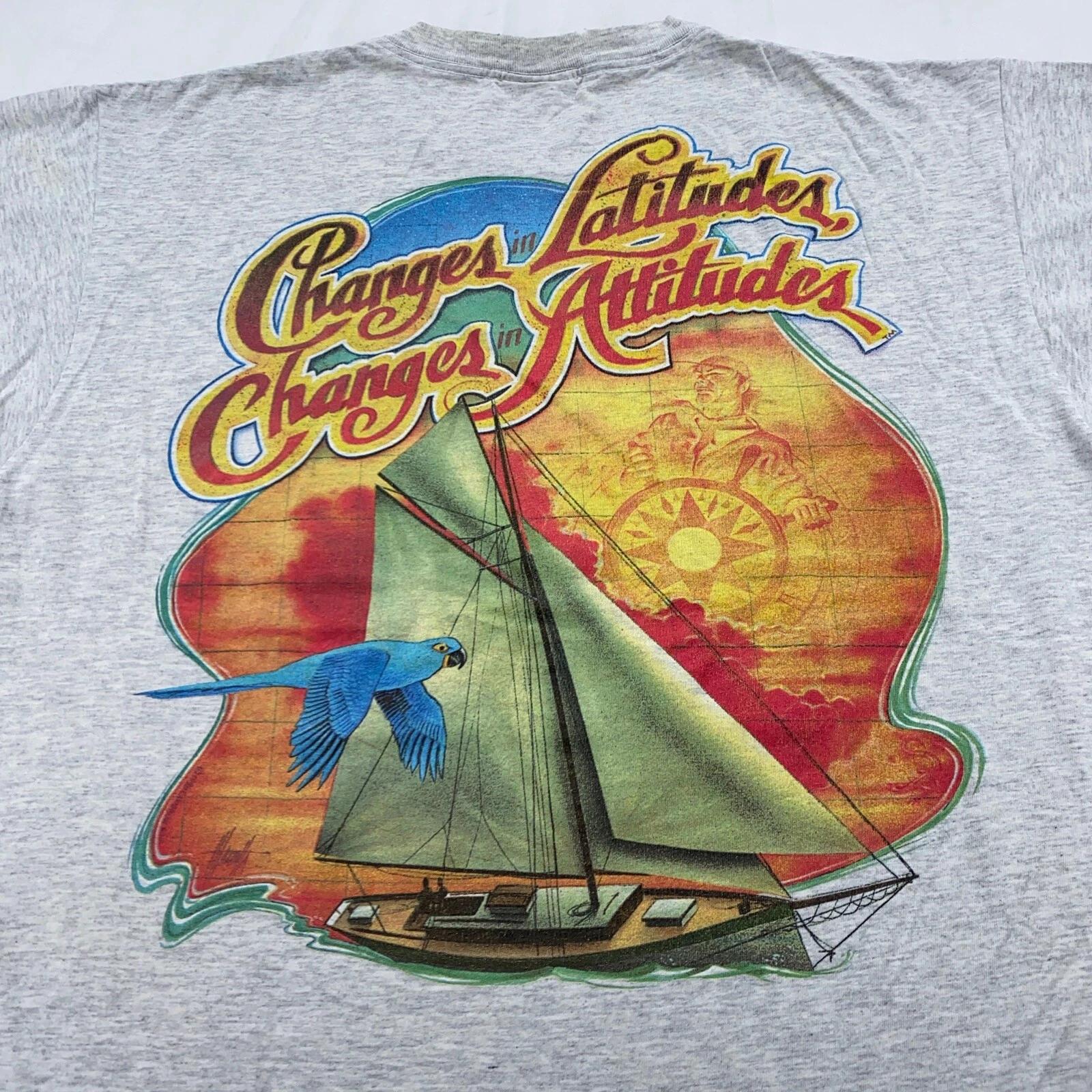 vtg 90s CARIBBEAN SOUL CHANGES IN LATITUDES AND ALTITUDES T-Shirt XL bird ship L