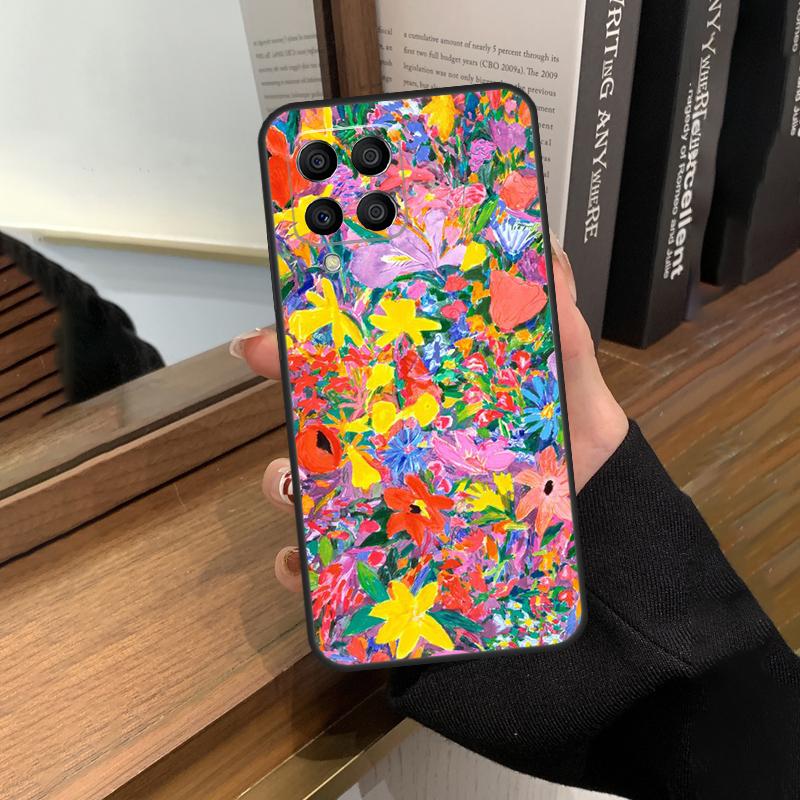 Colourful Flower Painting Art Case For Samsung Galaxy M56 M06 M16 M36 M52 M32 M12 M54 M34 M14 M35 M55 M15 M11 M31 M13 M53