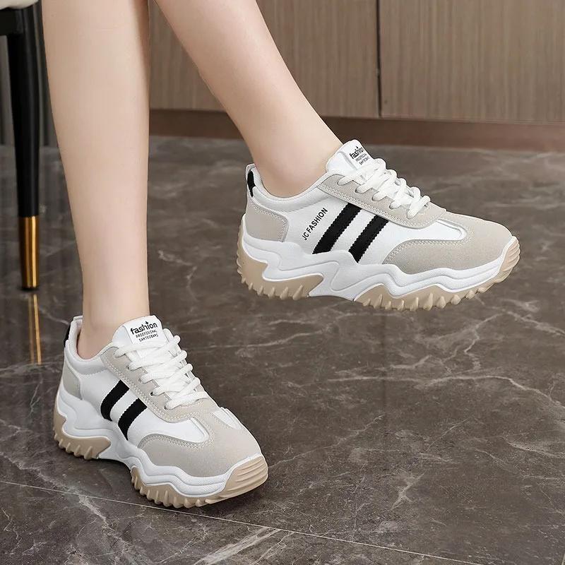 Hot Sale 2025 Shoes Female Mixed Color Women's Vulcanize Shoes Outdoor Women Sneakers Lace Up Platform Casual Sport Shoes Ladies
