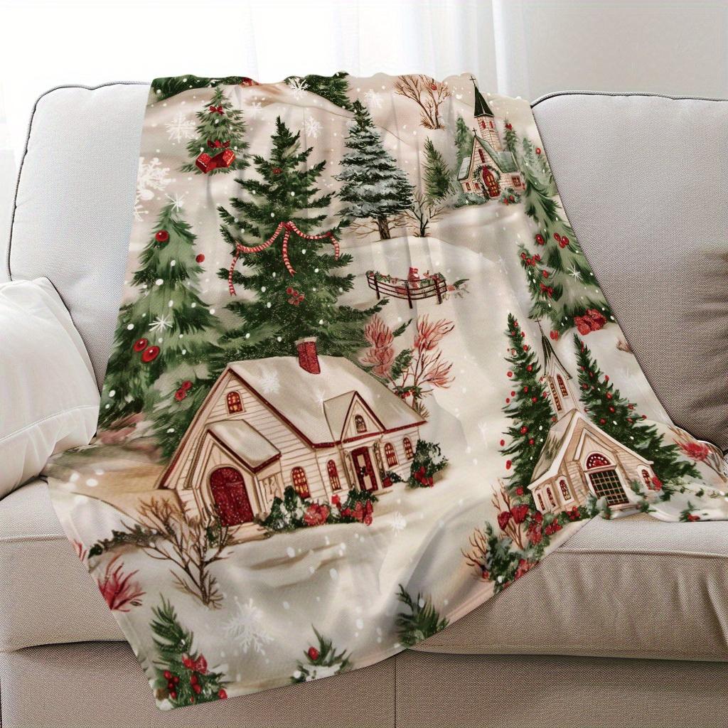 Festive Christmas Trees Print Blanket: Soft and Warm Commemorative for Unforgettable Moments Perfect Holiday Gift for Classmates
