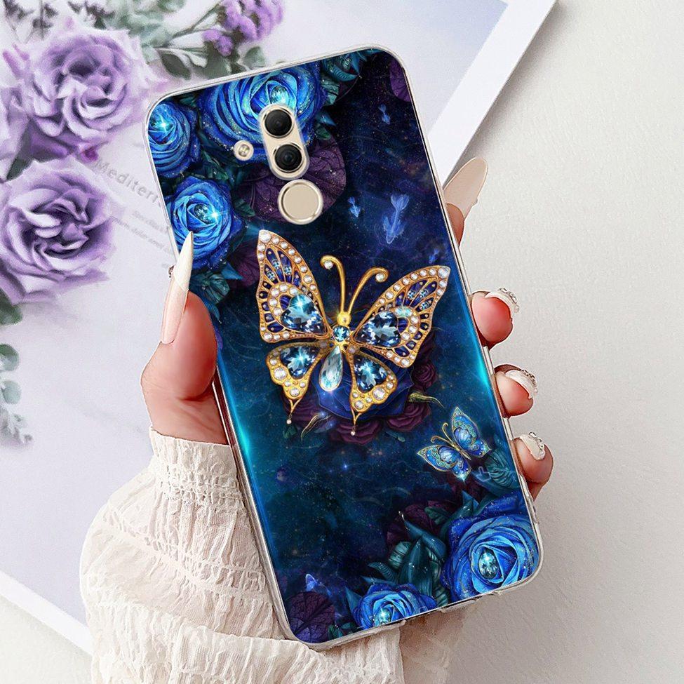 Clear For Huawei Mate 20Lite SNE-LX3 INE-LX2 Back Cover For Huawei Mate 20 Lite Case Cute Cartoon Cat Luxury Flowers Funny Funda