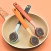 Kitchen Cleaning Brush with Soft Plastic Long Handle and Silicone for Dishes and Pots Decontamination