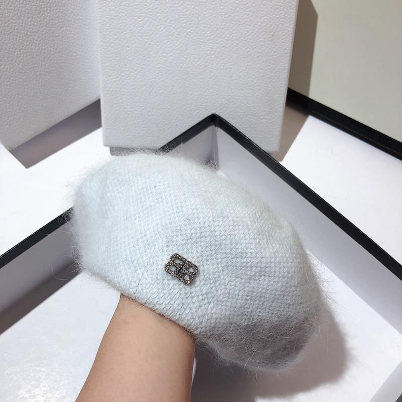 Autumn and Winter Women Beret Angola Rabbit Fur Beret Female Warm Octagonal Hat Fashion Painter Hat High-quality Cap