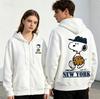Snoopy Print Unisex Zip-Up Hoodie - Warm & Loose for Autumn/Winter