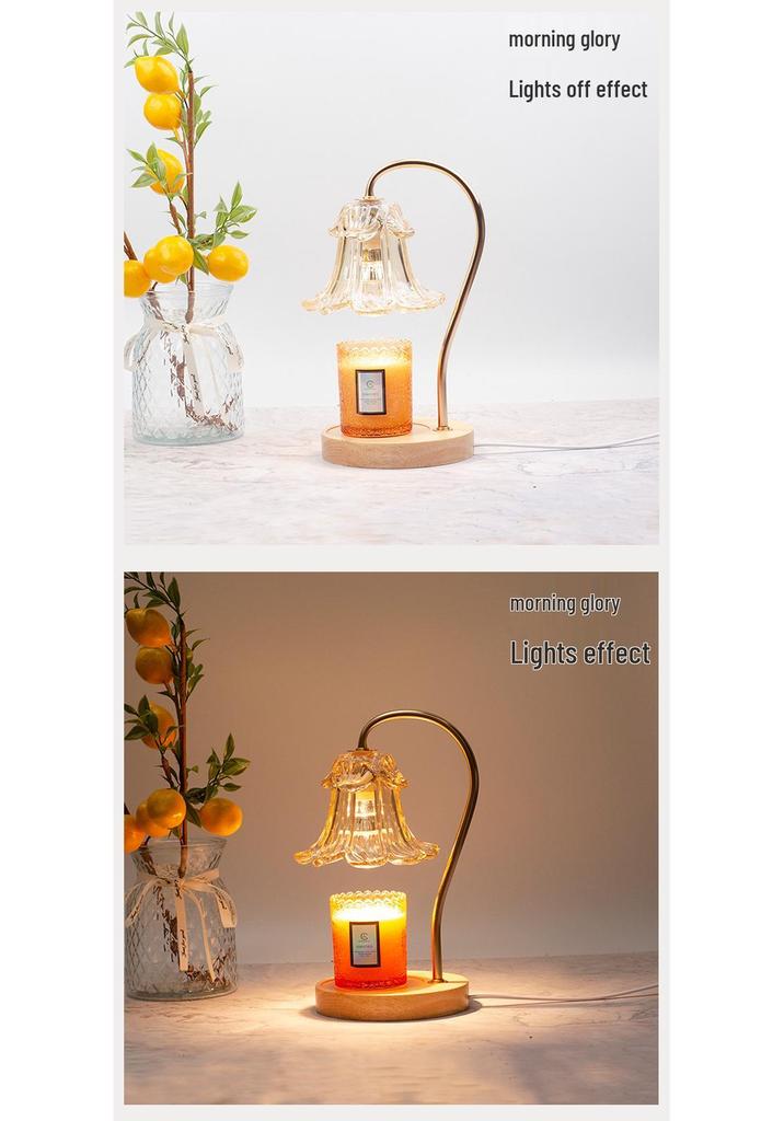 Luxury Glass Aroma Wax Melt Lamp - Fragrance Candle Light for Bedroom, Bedside Table, or Desk. Ideal Decorative Gift.