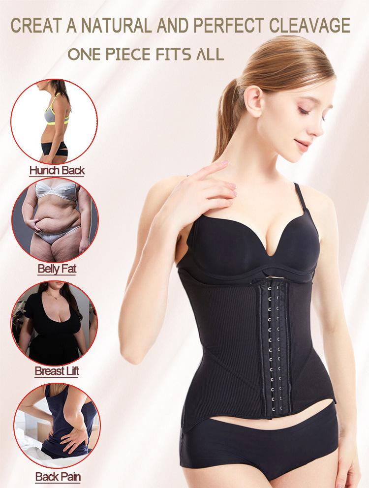 Luxurious Hourglass Waist Cincher: Abdominal Binder with Breast Support, 10 Steel Bones, 4 Rows, 13 Hooks for Postpartum Body Shaping.