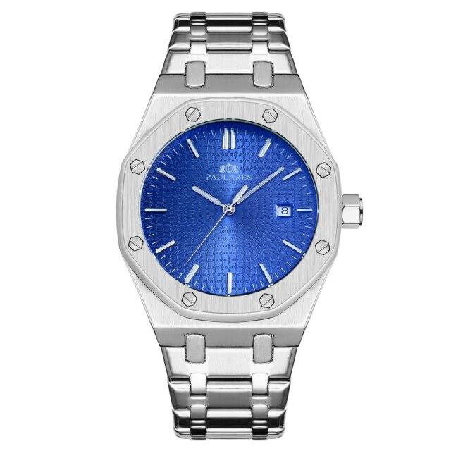 Paulareis Automatische Selbstaufzug Mechanisch Edelstahlarmband Einfach Business Blau Roségold Gelbgold Datum Herrenuhr AP01