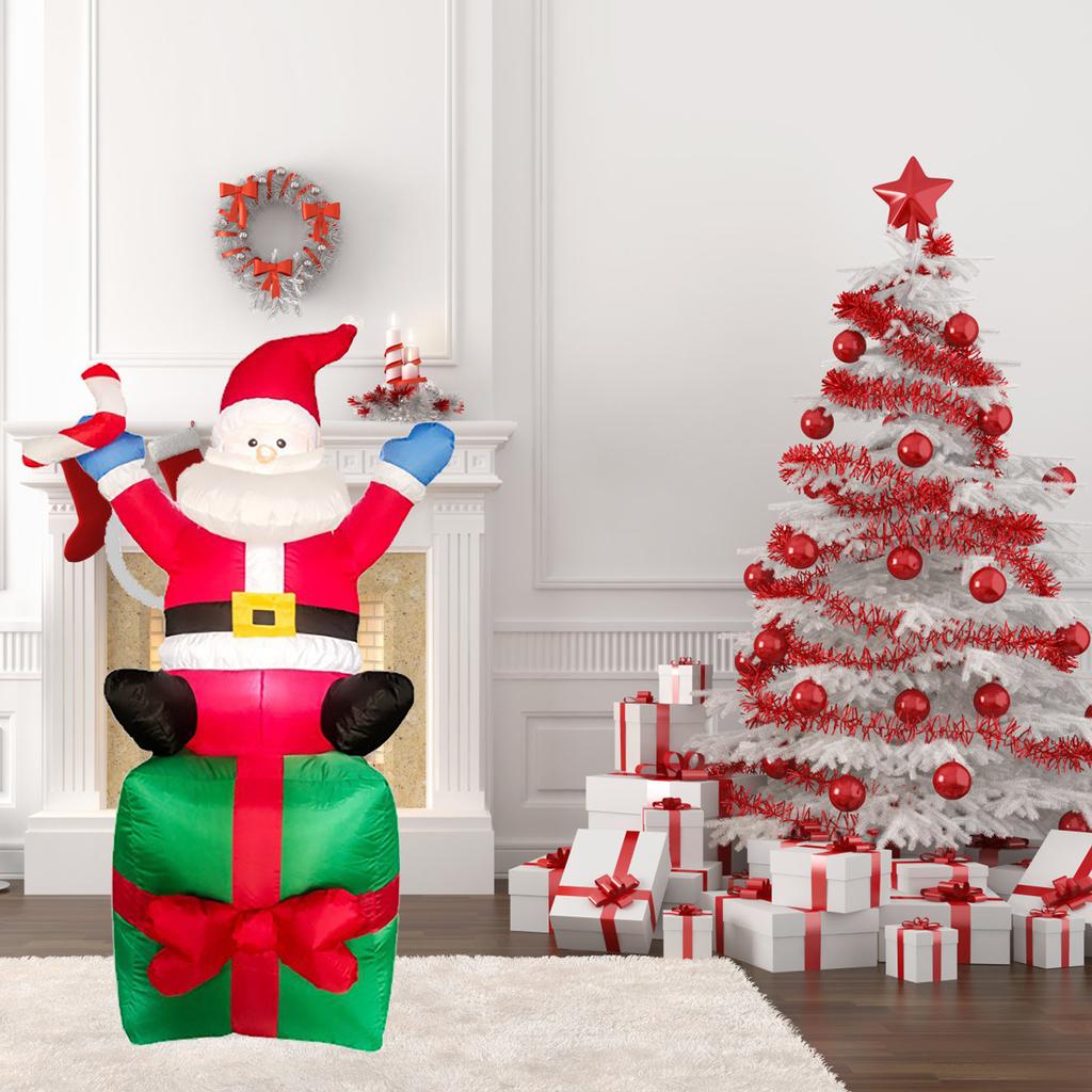 Inflatable Father Christmas 1.8m  5.9ft Polyester Cloth Waterproof LED Light Blow Up Father