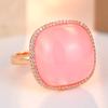 Gorgeous Inlaid Pink Stone CZ Women's Ring Exquisite Gold Color Geometry Daily Wear Party Jewelry Anniversary Gift