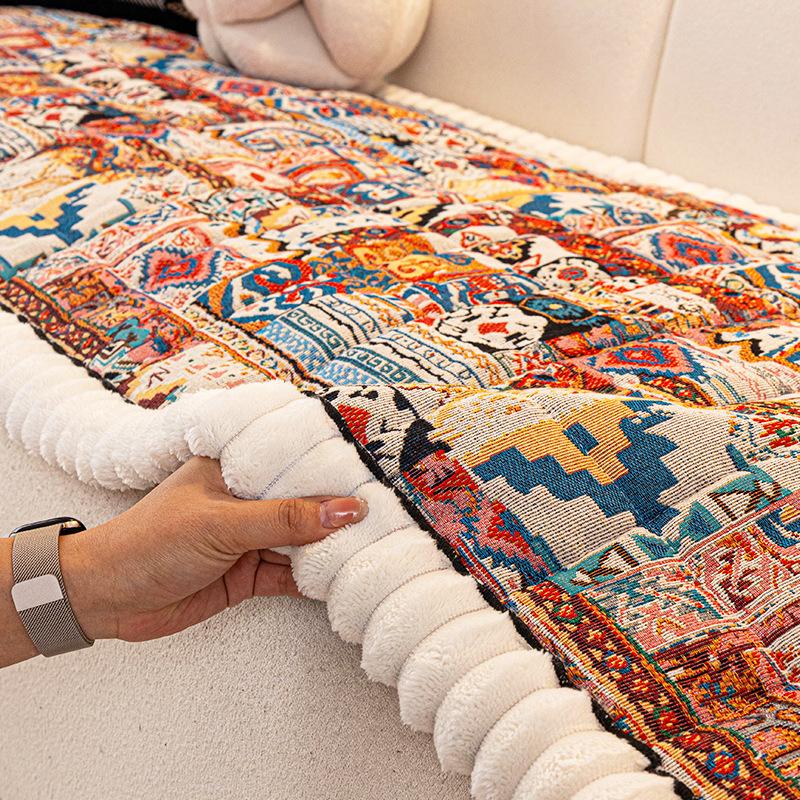 Bohemian Style Sofa Cover Cloth Thickened Anti Slip Sofa Cushion Warm And Comfortable One-Piece Laying For Autumn And Winter