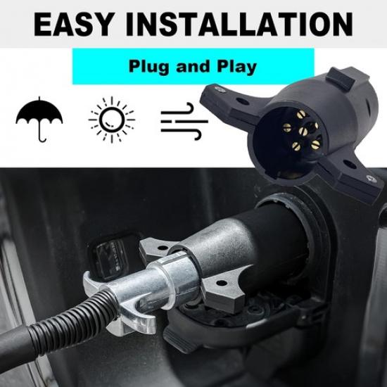 Trailer Plug Adapter 7 RV Blade To 6 Pole Round, 6 Way To 7 Way Trailer Adapt