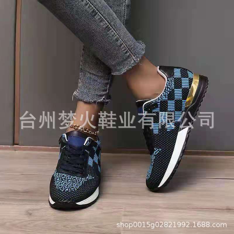 

Сетчатые кроссовки с пайетками на толстой подошве на шнуровке, туфли-одиночки с круглым носком, низкие, повседневные кроссовки 43 синий
