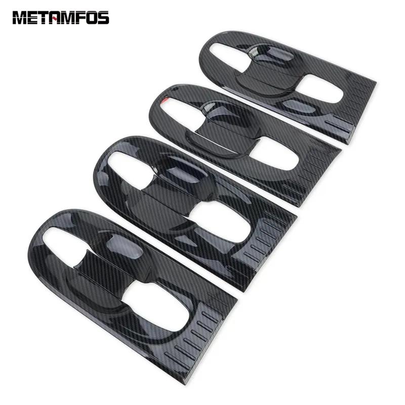 For Toyota Sienna   Carbon Fiber Chrome Side Door Handle Bowl Cover Trim Protector Sticker Bezel Accessories Car Styling