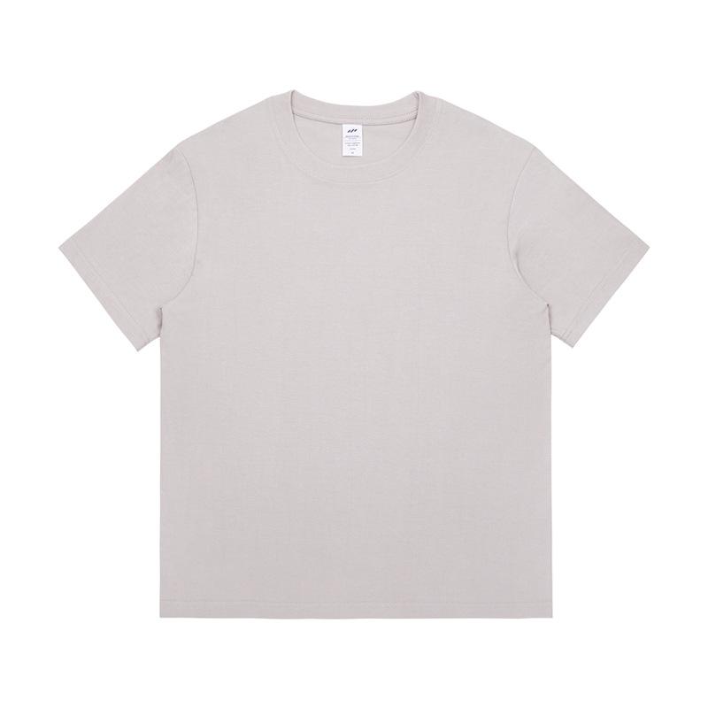 Sommer Einfarbig 230G Schwergewicht Baumwolle Basis T-Shirt Weiß für Herren Lässig All-Match Rundhals Mikro überschnittene Schultern Kurzarm T-Shirt für Damen