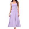 Spring and summer new European and American fashion square collar versatile sleeveless solid color basic dress women's comfortable