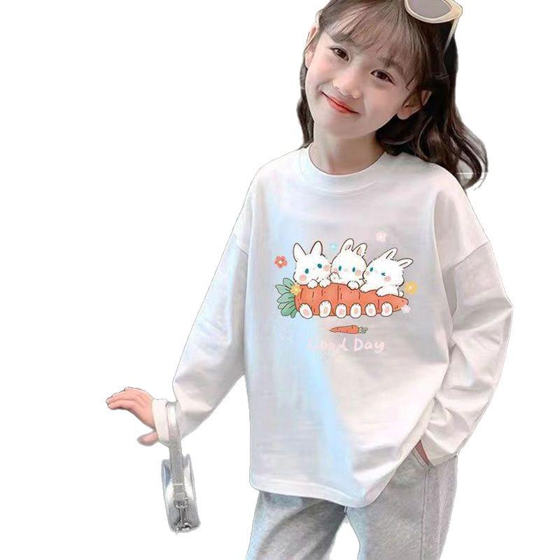 2025 Neues Kinder Langarm Weißes Baumwoll-T-Shirt - Stilvoll & Bequem für Mädchen