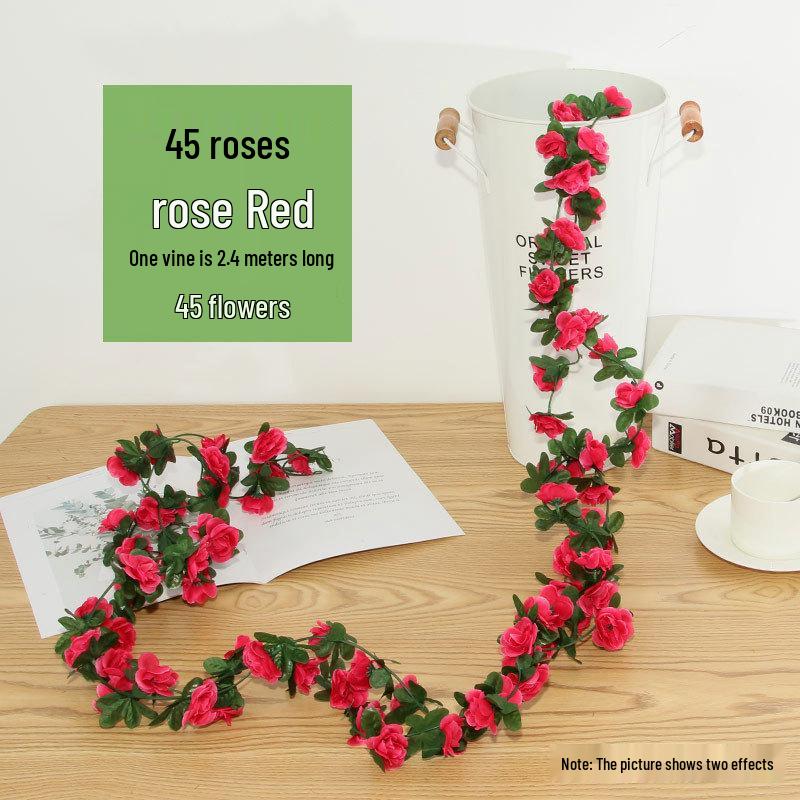 Two-Color Peony Rose Vine with 45 Heads for Air Conditioner Concealment and Soft Decoration