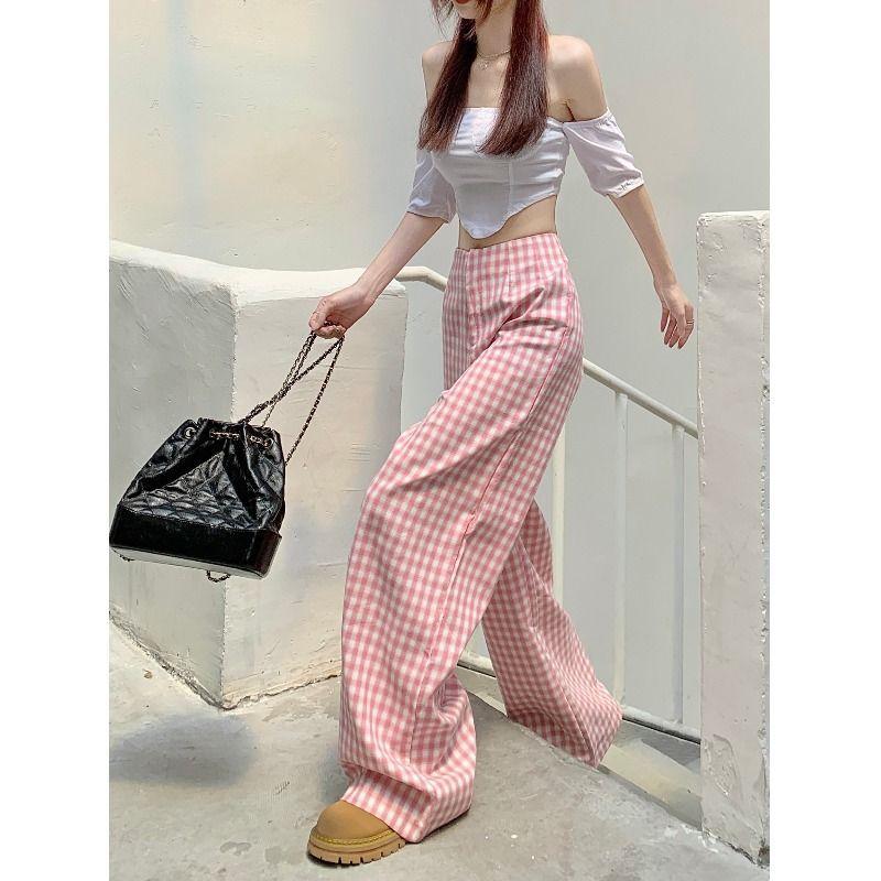 Kvinner Ny Høy midje Løs Sommer Bukser med brede ben Hot Salg Uformell mote Beskårne bukser kvinne moteklær