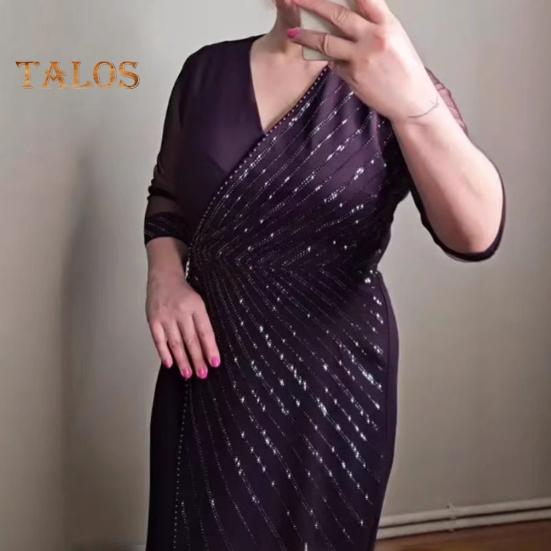 Dámské ležérní šaty s výstřihem do V, krátkým rukávem a těsným pasem po kolena, flitrované zdobení, jednobarevné šaty