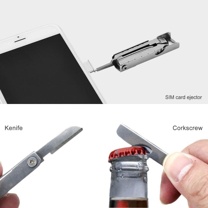 11 In 1 Keychain Multitool Screwdriver Bit Folding Multi Tool Bottle Opener Portable Pocket Tool for Outdoors Camping