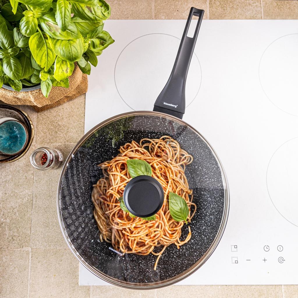 PATELNIA MARMURKOWA GŁĘBOKA WOK 28cm Z POKRYWĄ KLAUSBERG 28cm KB-7990