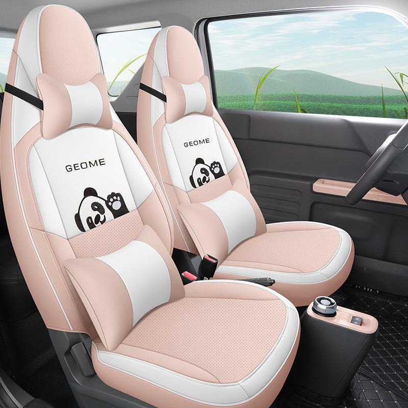 Panda Mini Cartoon Car Seat Cover, Full Wrap, Cute Leather for All Seasons