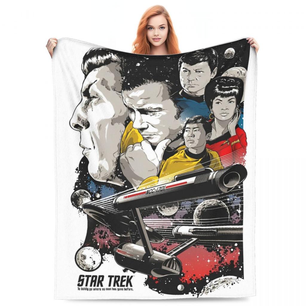 Stars Treks Groups James Blankets Coral Fleece Plush Spring Autumn Starfleet Movie Breathable Lightweight Throw Blanket Throws