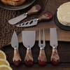 High-End Pure Titanium Cheese Knife Set with Red Resin Wood Handle