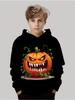 Halloween Hoodies for Kids Cute Ghost Pumpkin Graphic Sweatshirt Cartoon Black Print Holiday Gift Children's Clothing