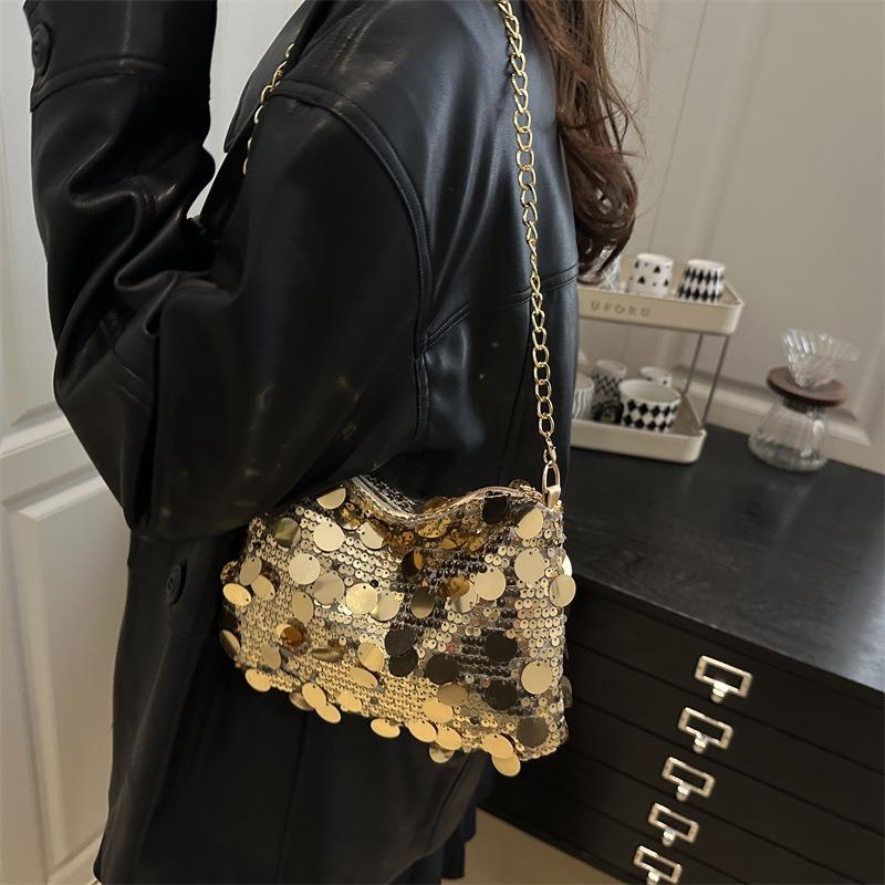 Simple Sequined Bag Women's New High-end Fashion Handbag Niche Versatile Commuter Shoulder Bag