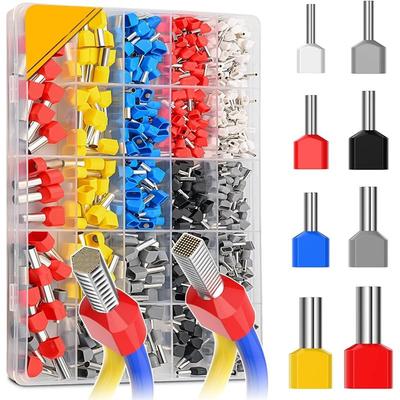 Jeu de Cosses à Sertir Bipolaires HHO Manchons Isolants Multicolores-Isolés, 600 Pièces