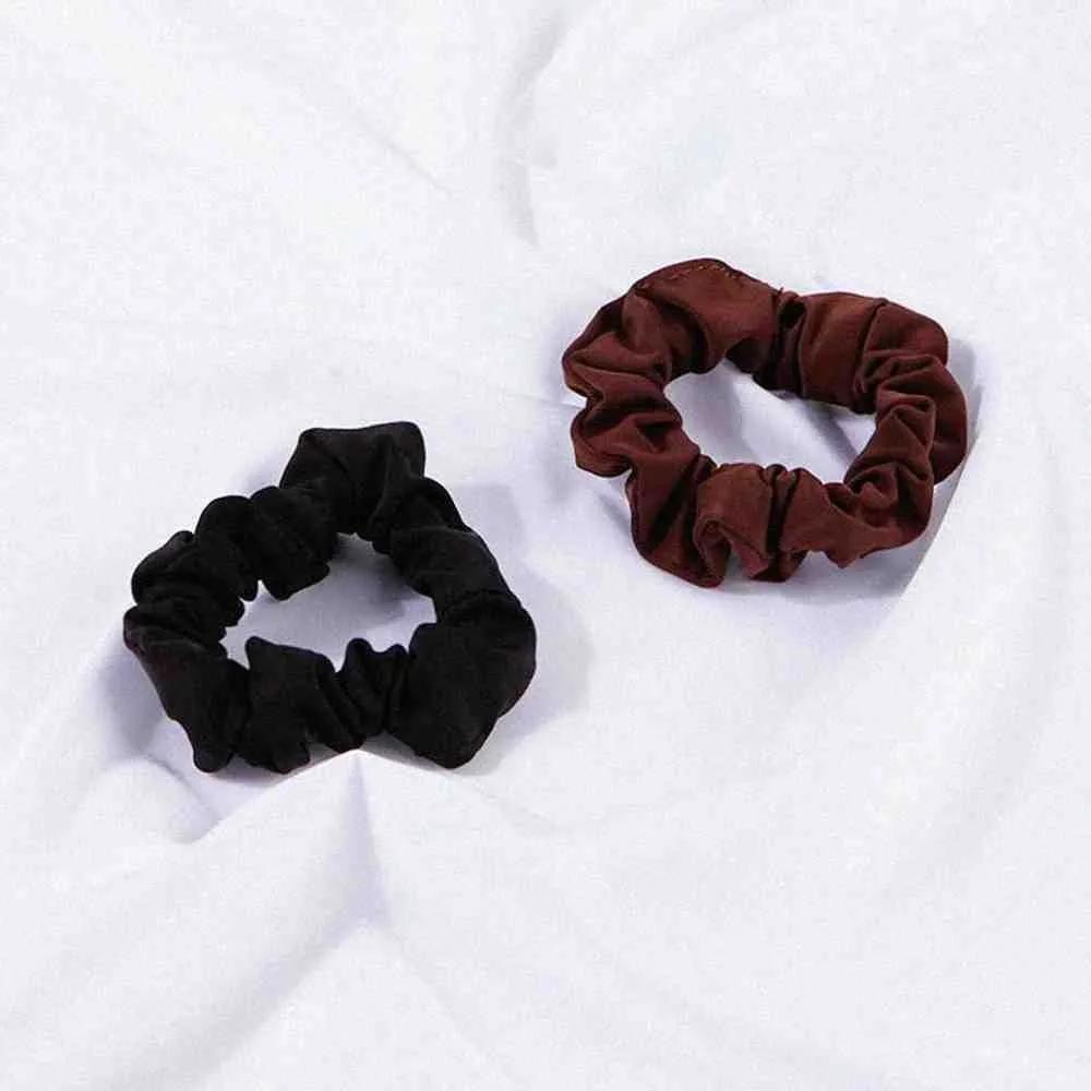 Kkumall Mini Hair Scrunchie Hair Accessory Scrunchie Bun Hair Tie Hair Scrunchie 02 Thin Scrunchie - Brown