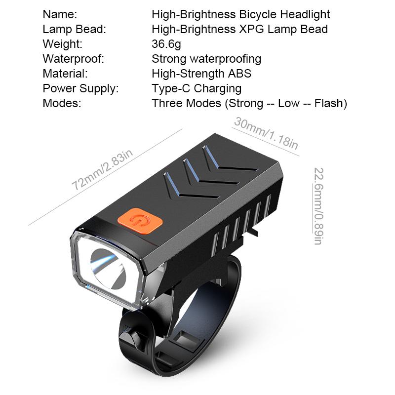 Bicycle headlights, super bright flashlight, night riding light, mountain road children's bicycle light, rainproof riding equipm
