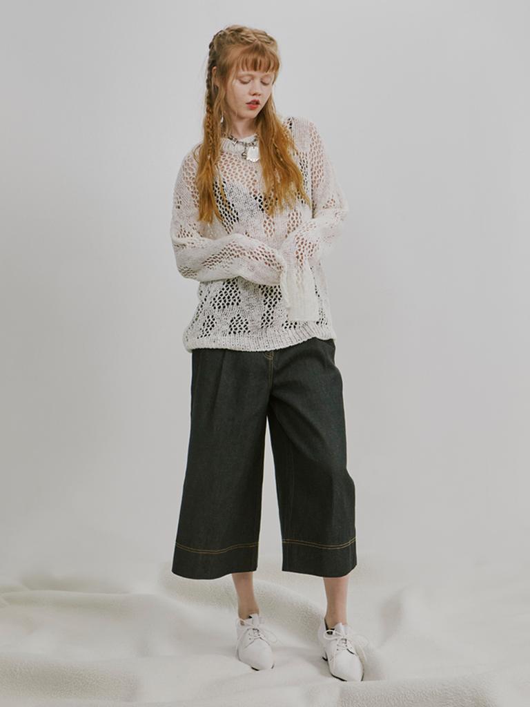 VEGAN TIGER Solid Net Knit Ivory