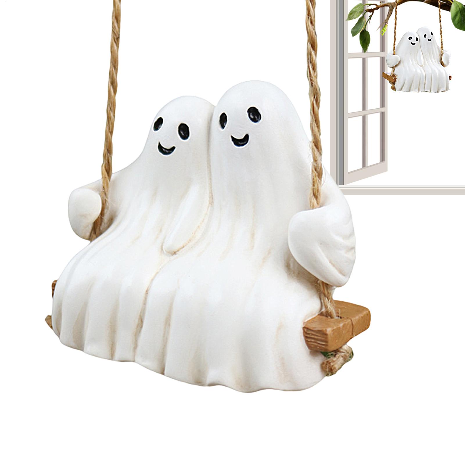 

Cute Swing Ghost Couple Garden Statue Outdoor Halloween Decoration Resin Sculpture Interesting Tree Hanging Ornament CN