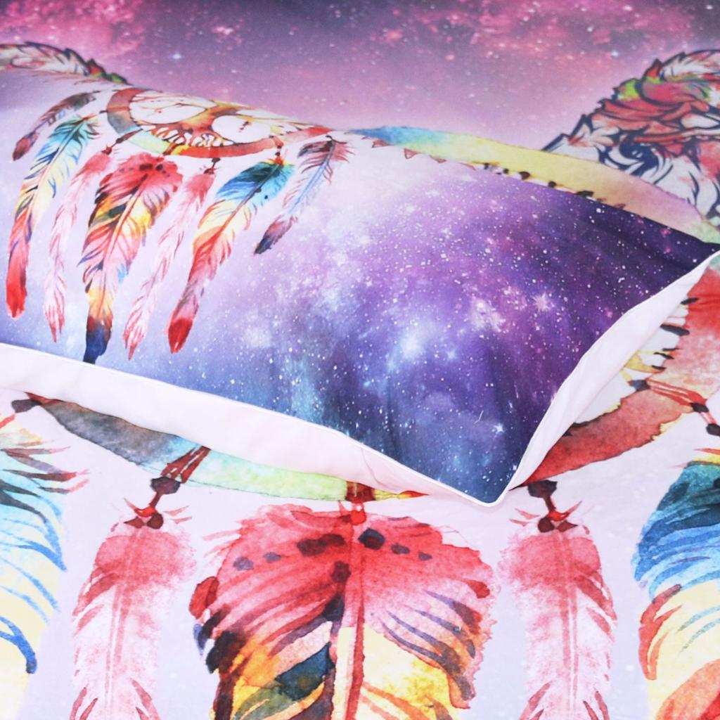 Bedclothes Bedding Set Luxury Starry Sky Dreamcatcher Beding Set King Queen Full Bohemian Feather Duvet Cover With Pillow Case