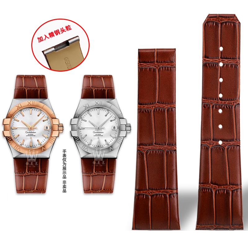 

ONEДля Omega Constellation Double Eagle Series 123.20 Чоловічий ремінець з натуральної шкіри з виїмкою Сталеві головки Ремінець з частинками 23 мм 25 ммMN 25mm-10mm