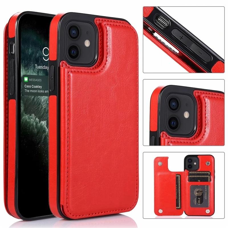 Leather Wallet Back Case for iPhone 11 12 13 14 15 16 17 Pro Max Mini Air XR XS 8 7 Plus SE Card Slots Holder Flip Cover