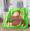 Curious George Flannel Blanket Soft Warm All-Season Throw, Design for Camping, Car Travel, Hiking Sofa, Bed, Office Perfect Gift for Parties
