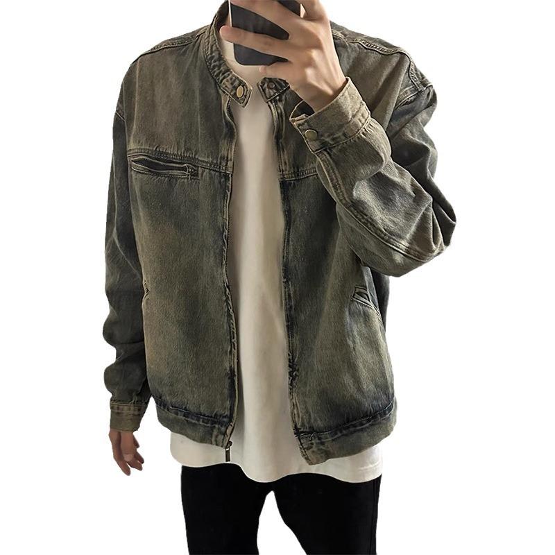American High Street Retro Washed Old Denim Jacket for Men Spring and Autumn New Style Street Loose Casual Workwear Jacket Trendy