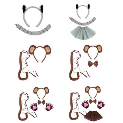 Children Monkey Costume Set Animal Lemur Dress Up Outfit Halloween Animal Costume Set for Halloween Christmas Cosplay